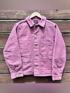 Wolf Moleskin French Button Down Chore Jacket Dusty Pink